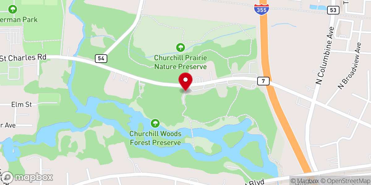 Map showing location of Churchill Woods