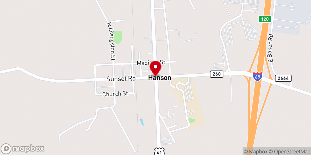 Map showing location of Hanson