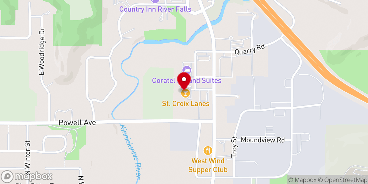 Map showing location of St Croix Lanes