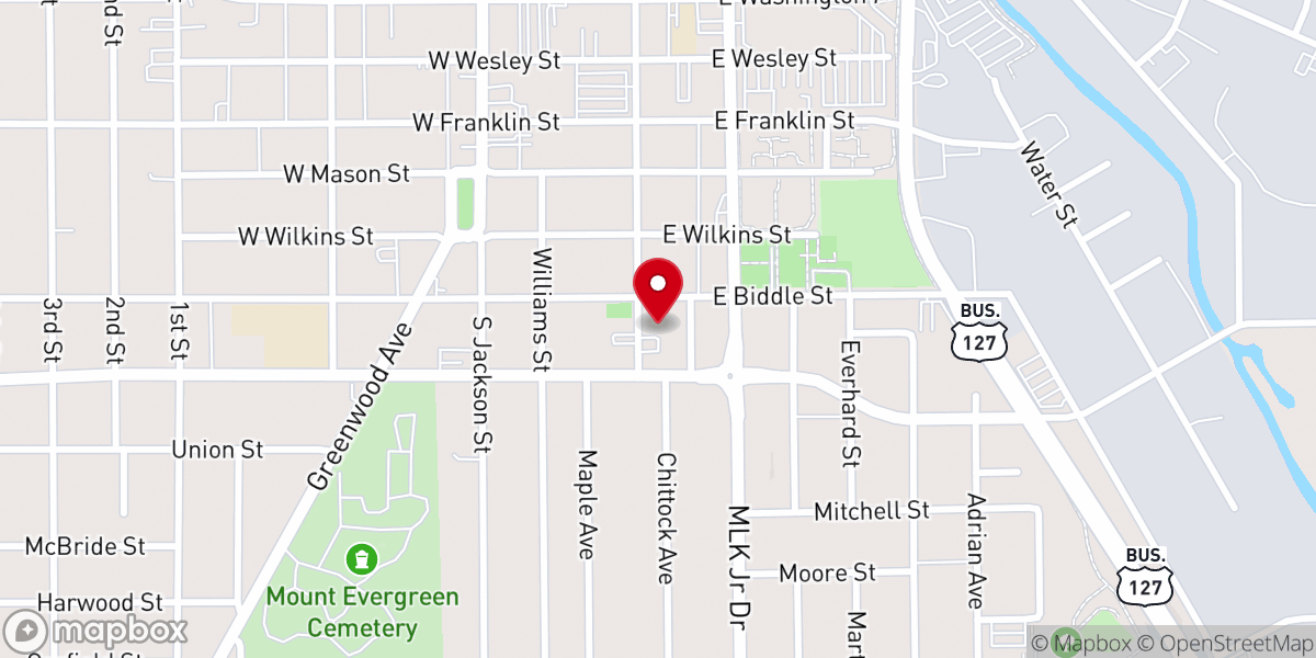 Map showing location of St. John's United Church of Christ