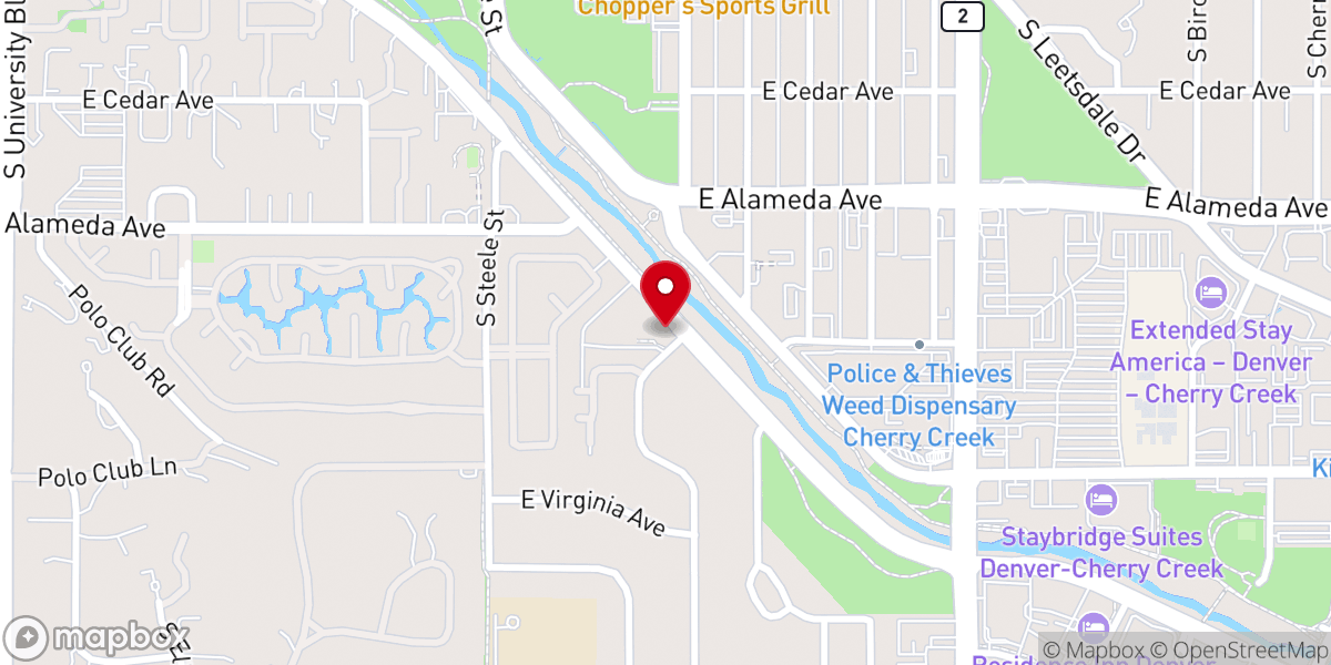 Map showing location of Central Christian Church of Denver