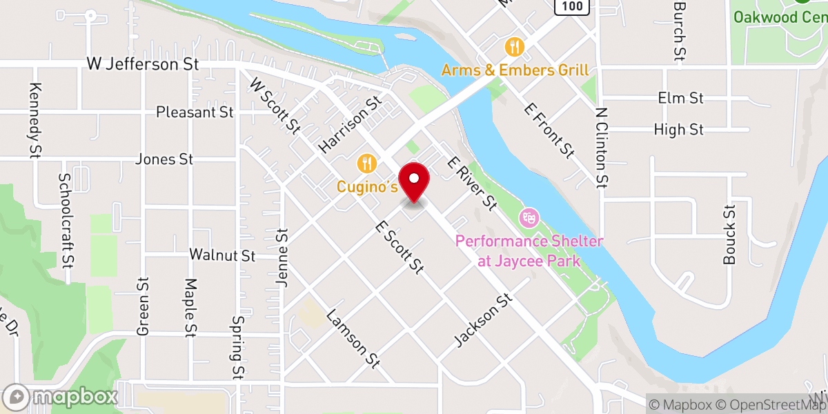 Map showing location of BrickHaven Brewing Company