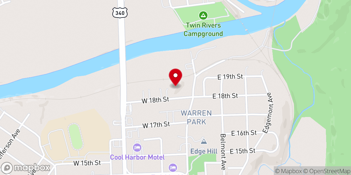 Map showing location of Front Royal Baptist Temple
