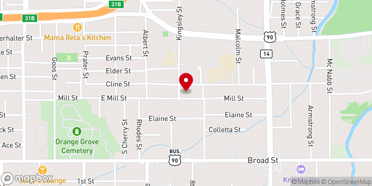 Map showing location of Christ Bethel Missionary Baptist Church