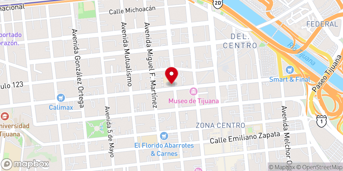 Map showing location of Santuario de la Virgen de Guadalupe, antigua catedral