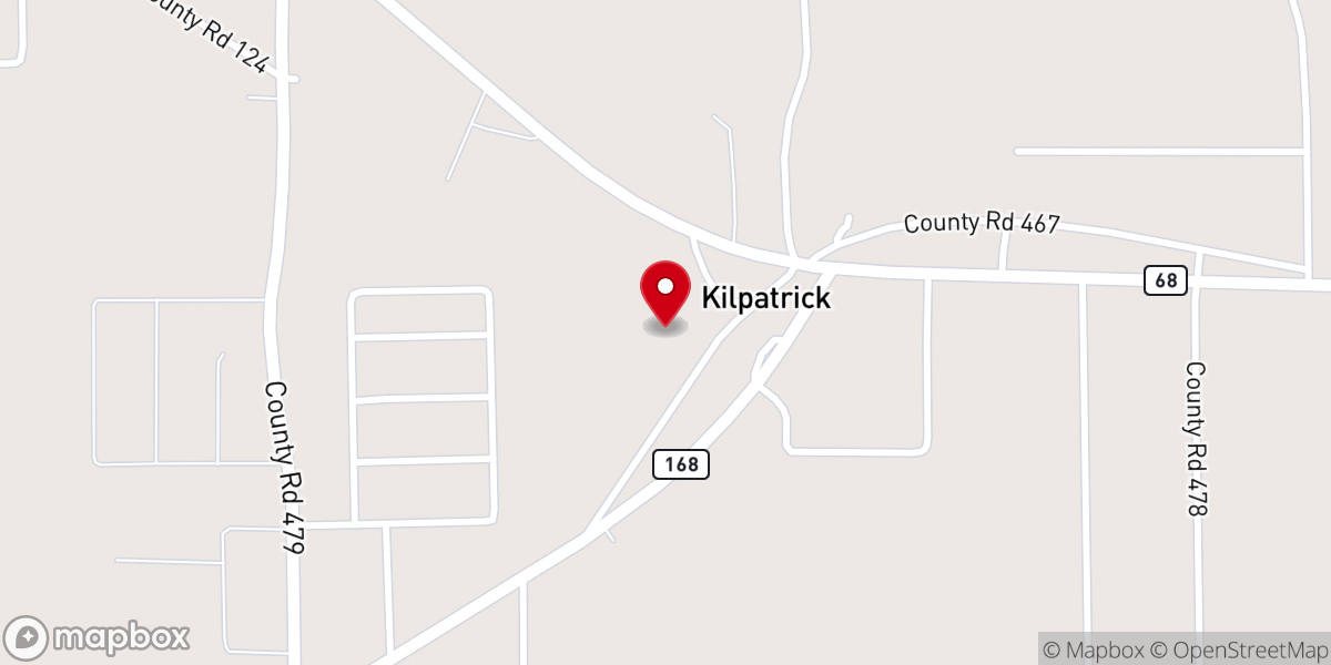 Map showing location of Kilpatrick Church