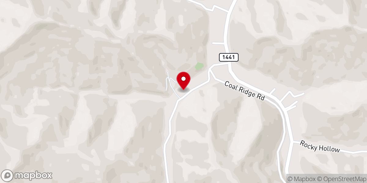 Map showing location of Frozen Creek Church