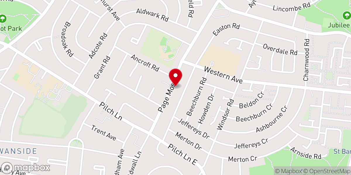 Map showing location of Page Moss Lane Baptist Church