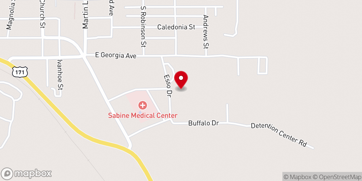 Map showing location of Sabine Council On Aging, Inc. - Food Distribution Center