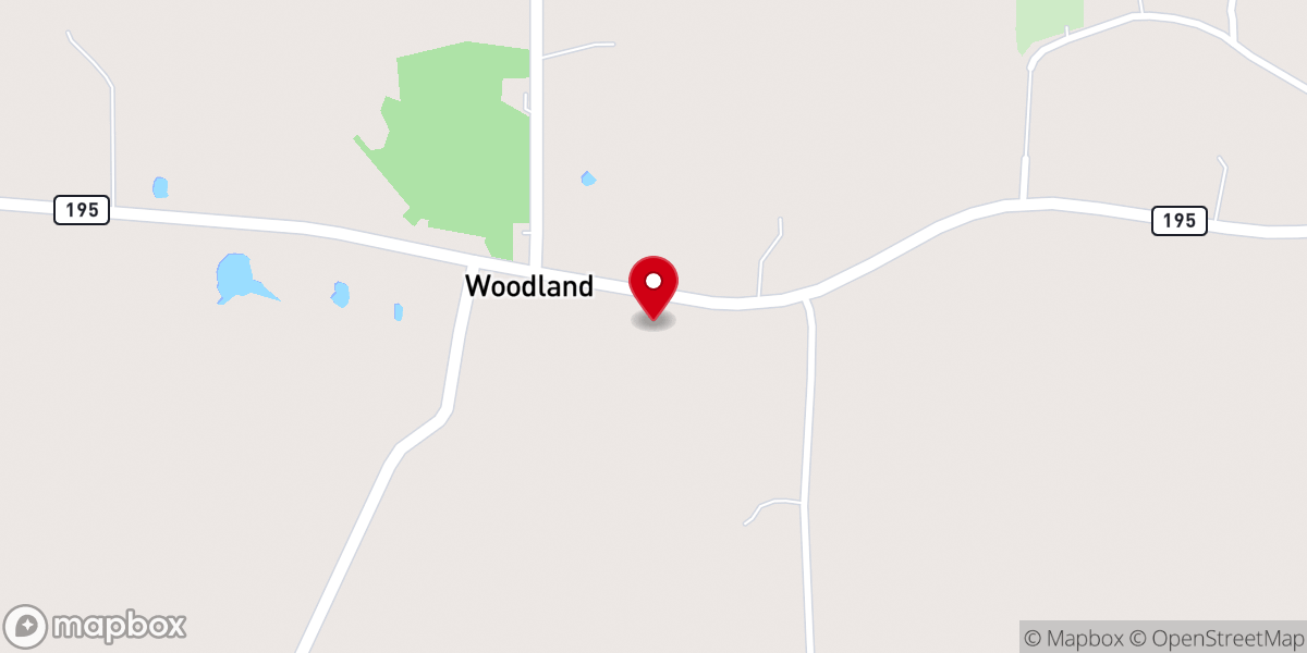 Map showing location of Woodland Church