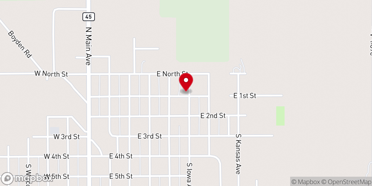 Map showing location of Olive Presbyterian Church
