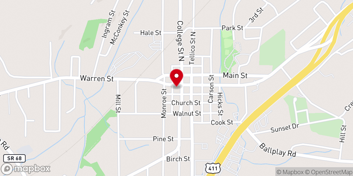 Map showing location of Show Creek Church