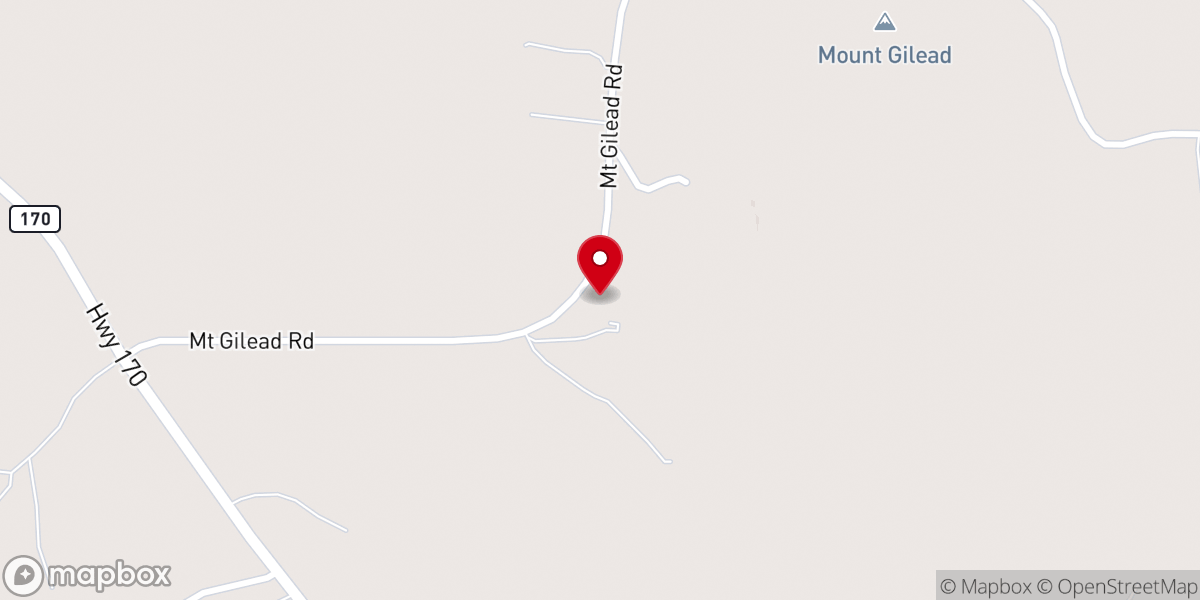 Map showing location of Mount Gilead Church