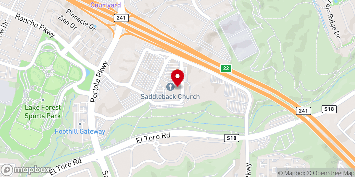 Map showing location of Saddleback Church Junior High Ministry