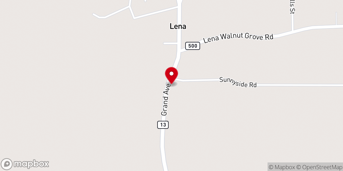 Map showing location of Lena Baptist Church
