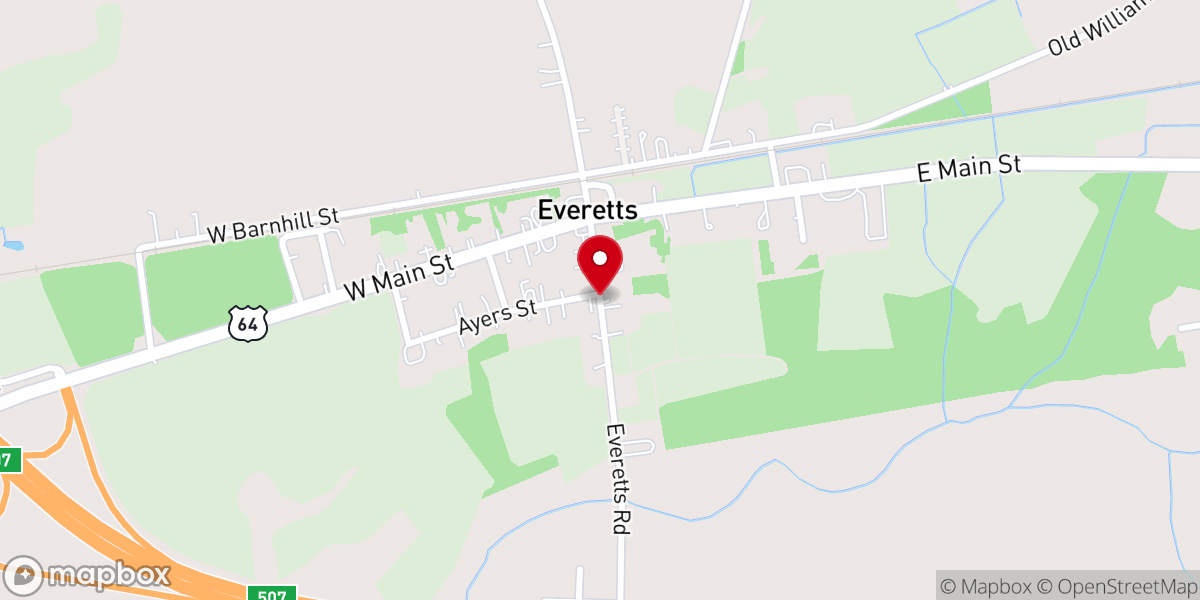 Map showing location of Everetts Christian Church