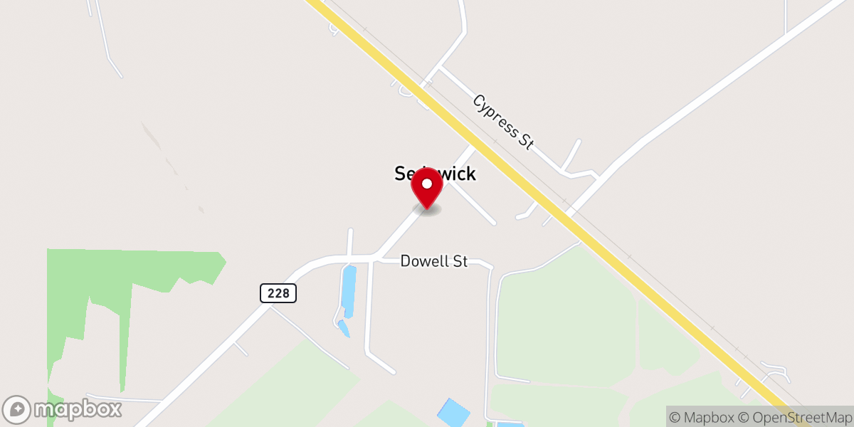 Map showing location of Sedgwick Baptist Church