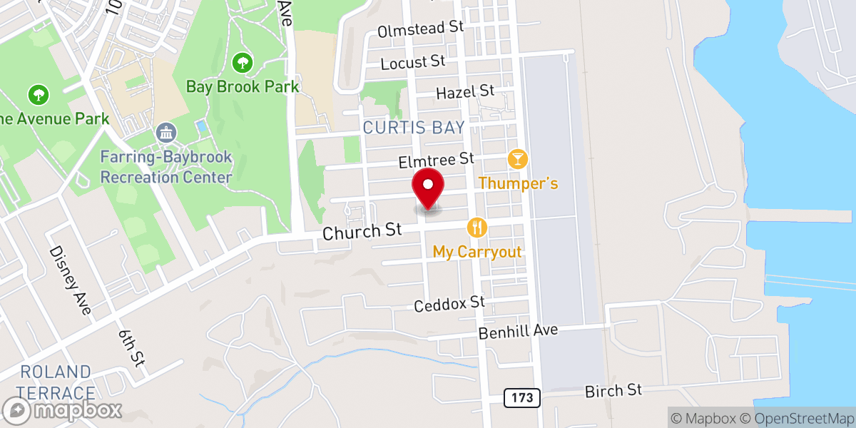 Map showing location of Omega Fire Ministries (OFM) Baltimore