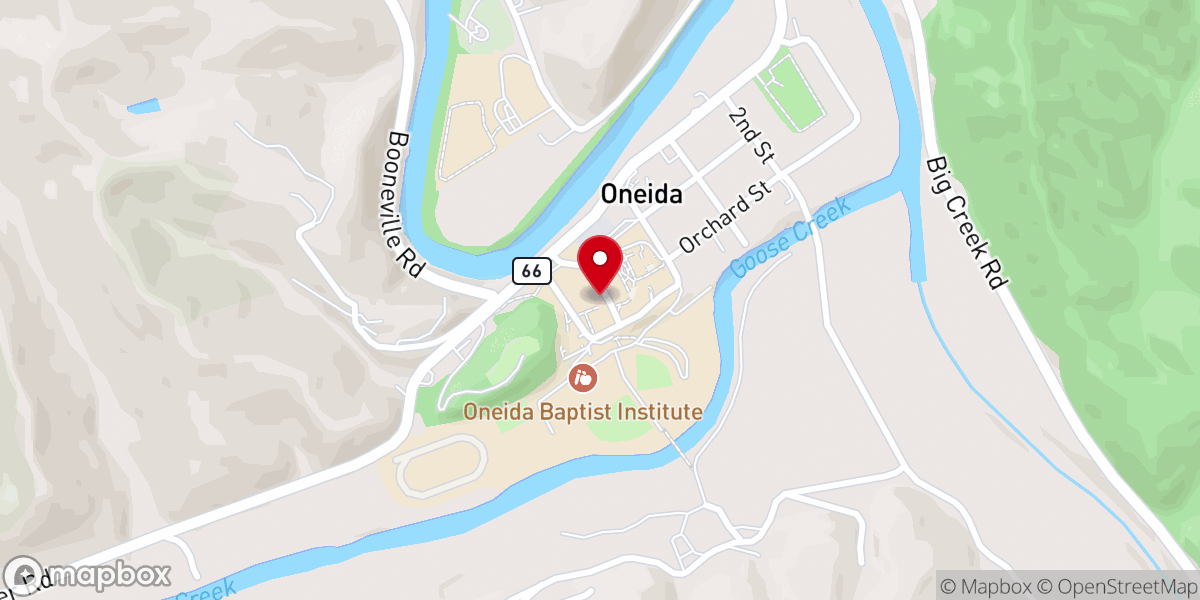 Map showing location of Oneida Baptist Institute