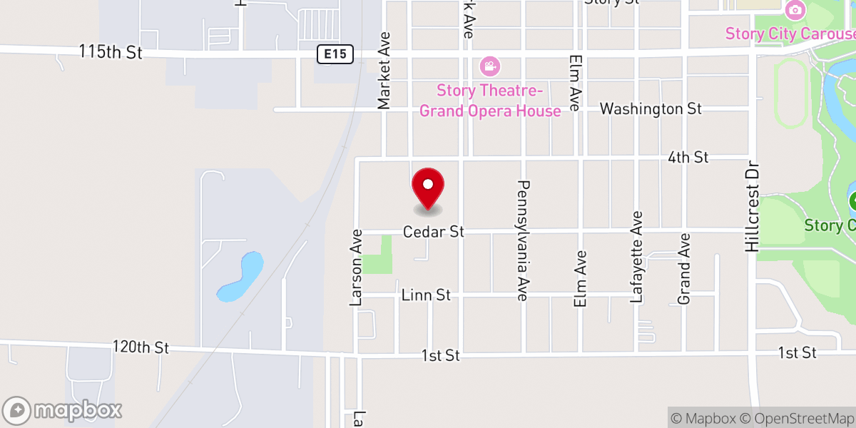 Map showing location of New Life Church - Story City Inc