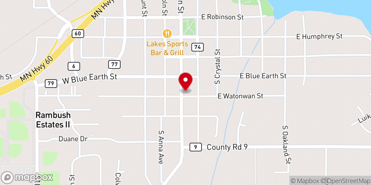 Map showing location of Trinity Lutheran Church