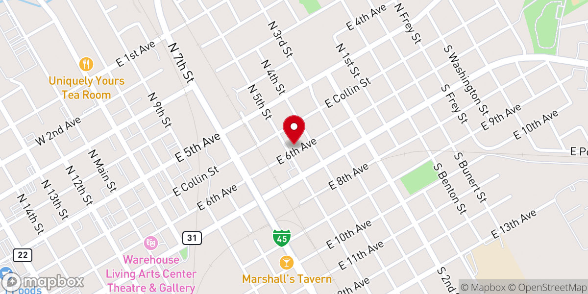 Map showing location of Sixth Ave Baptist Church