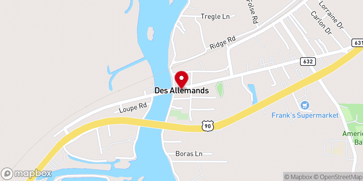 Map showing location of Des Allemands