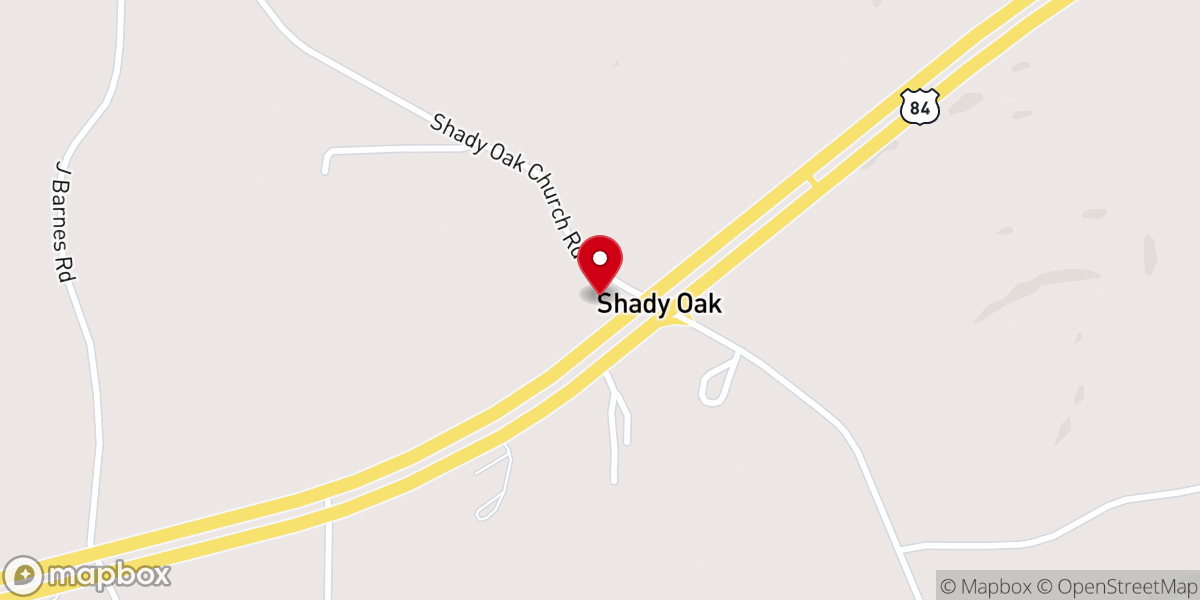 Map showing location of Shady Oak Church