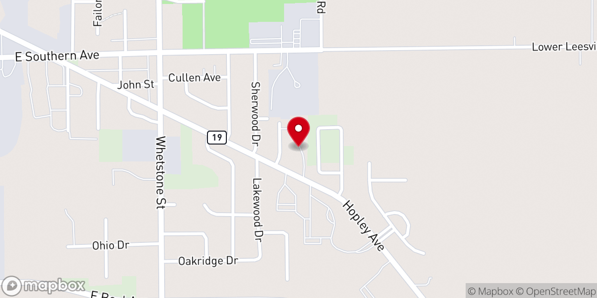 Map showing location of Bucyrus Freewill Baptist Church