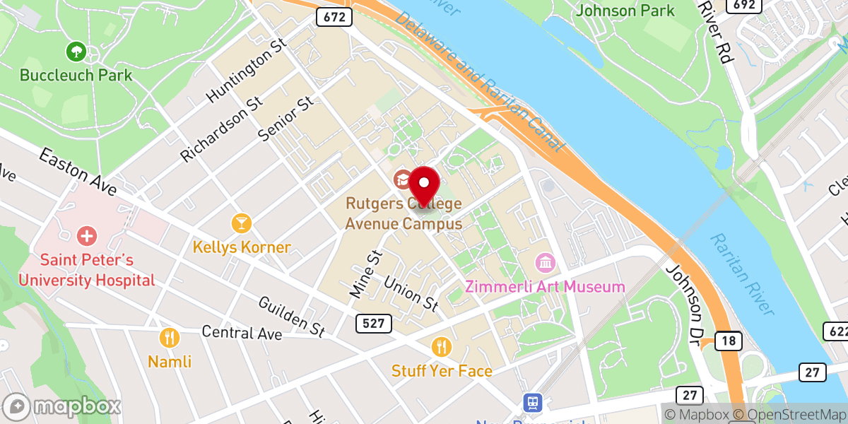 Map showing location of New Brunswick Theological Seminary