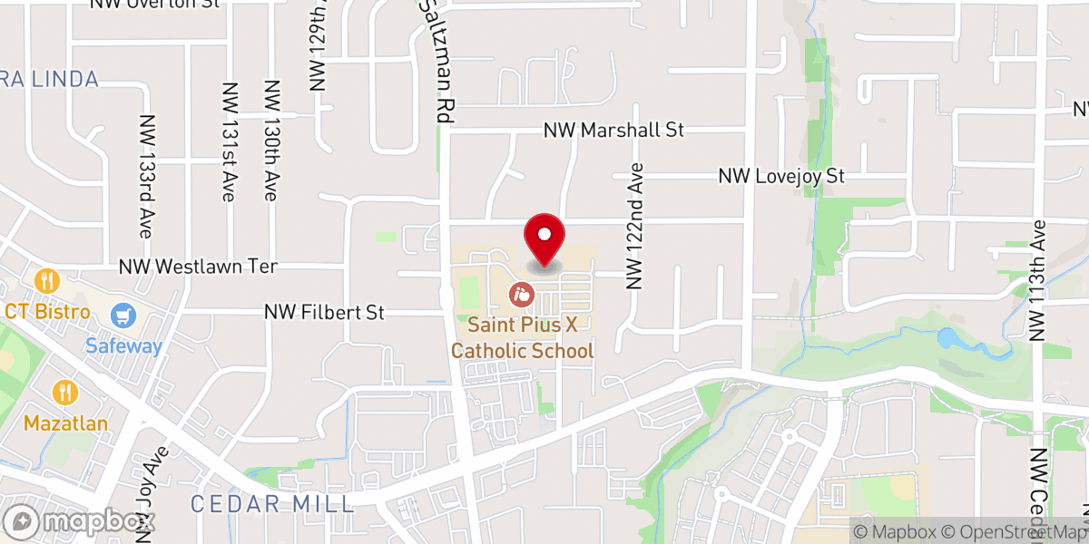 Map showing location of St Pius X Catholic Church