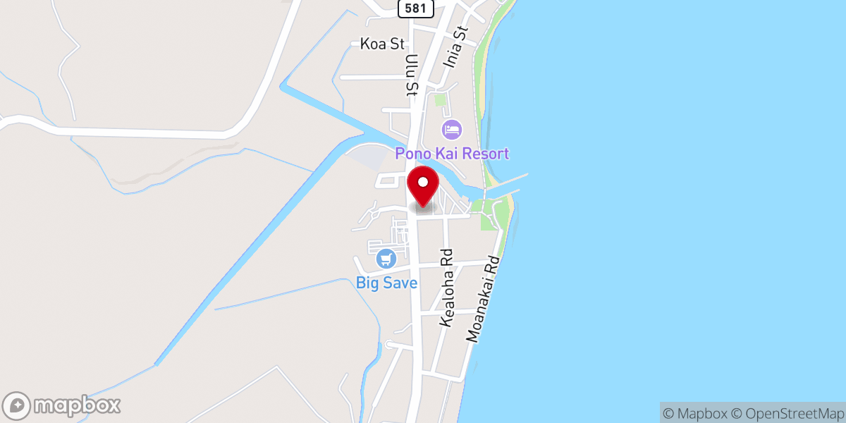 Map showing location of Center for Spiritual Living Kauai