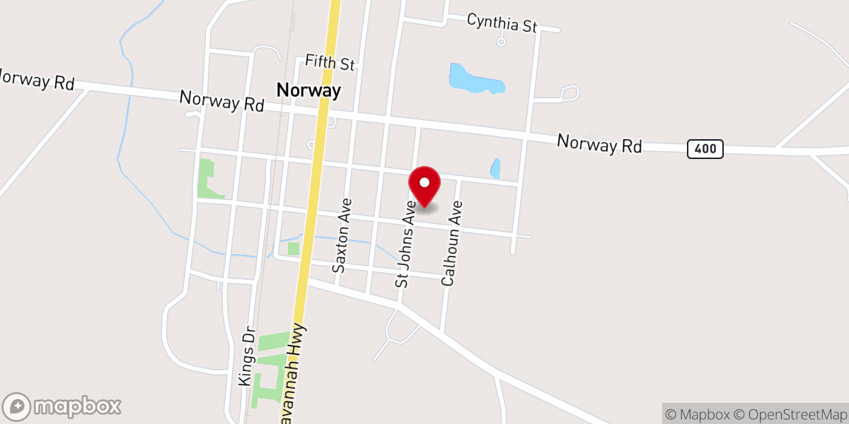 Map showing location of St John's United Methodist Church
