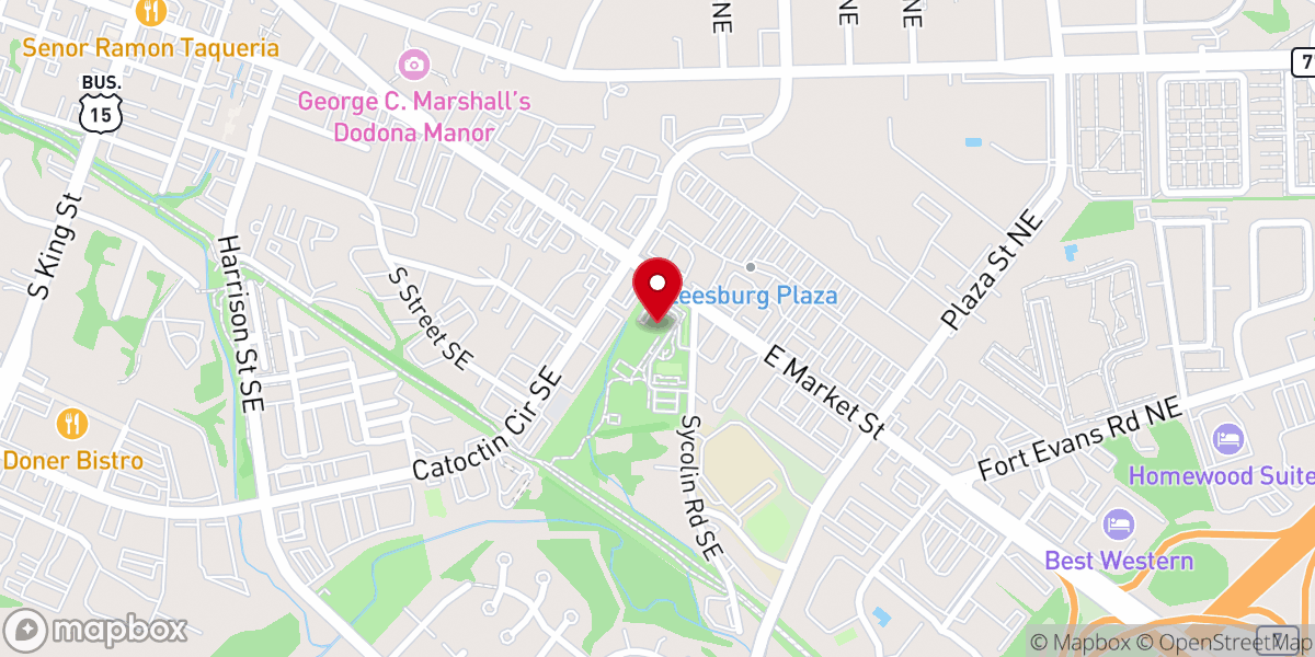 Map showing location of KIngdom Worship Center Leesburg Virginia