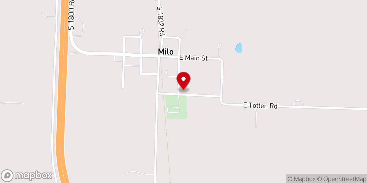 Map showing location of Milo Baptist church