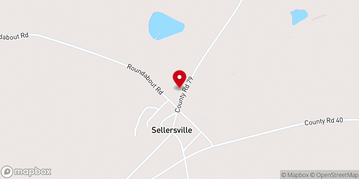 Map showing location of Sellersville Church