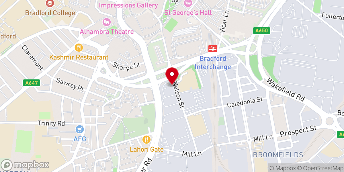 Map showing location of RCCG, Chapel of His Glory Bradford
