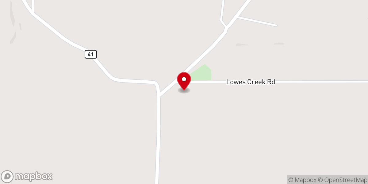 Map showing location of Lowes Creek Church