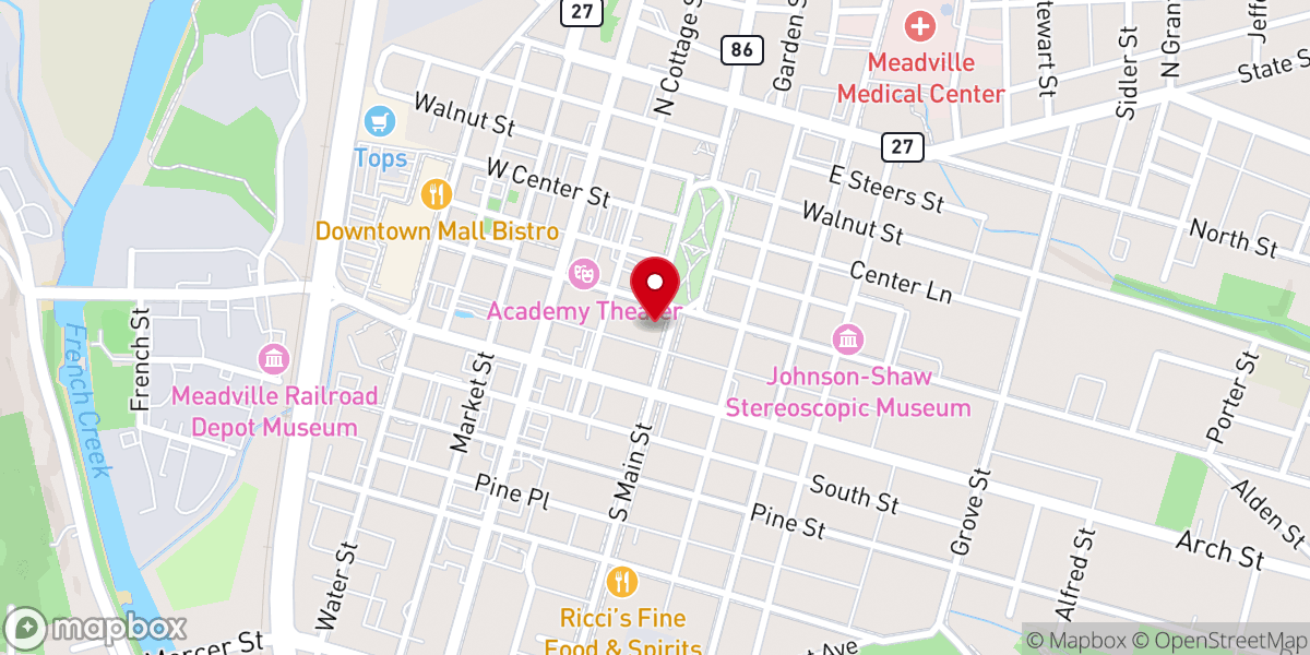 Map showing location of Meadville Community Soup Ktch