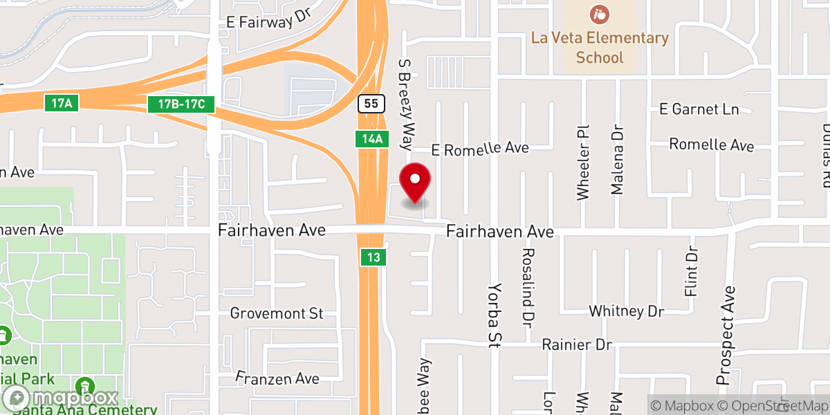 Map showing location of Grace Church of Orange