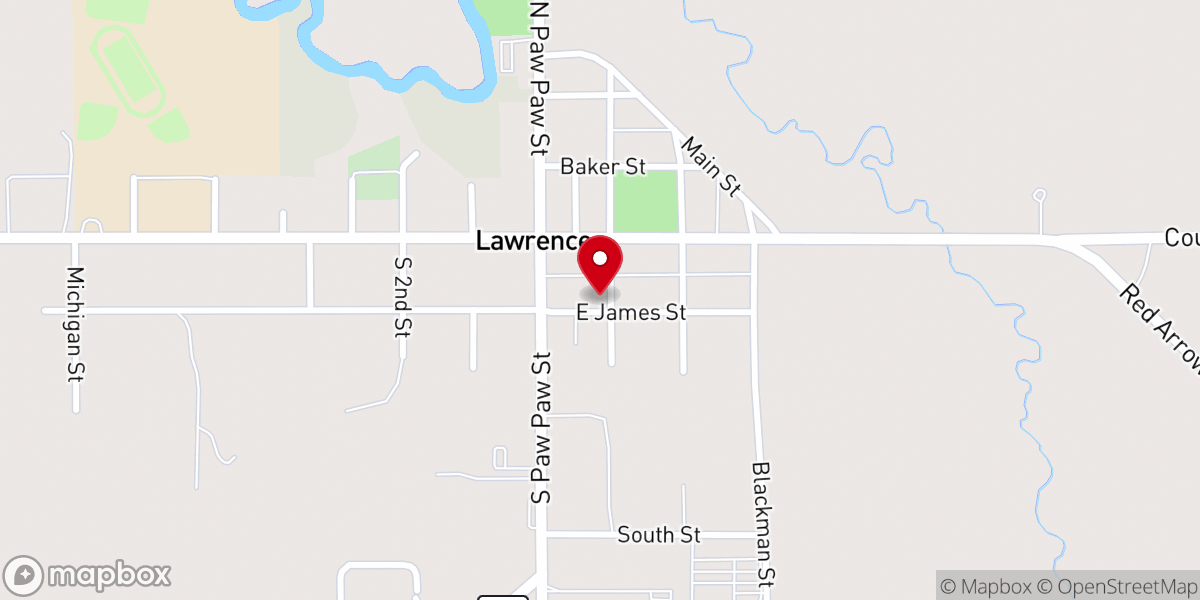 Map showing location of Lawrence United Methodist Church