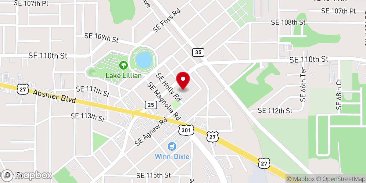 Map showing location of First Baptist Church of Belleview