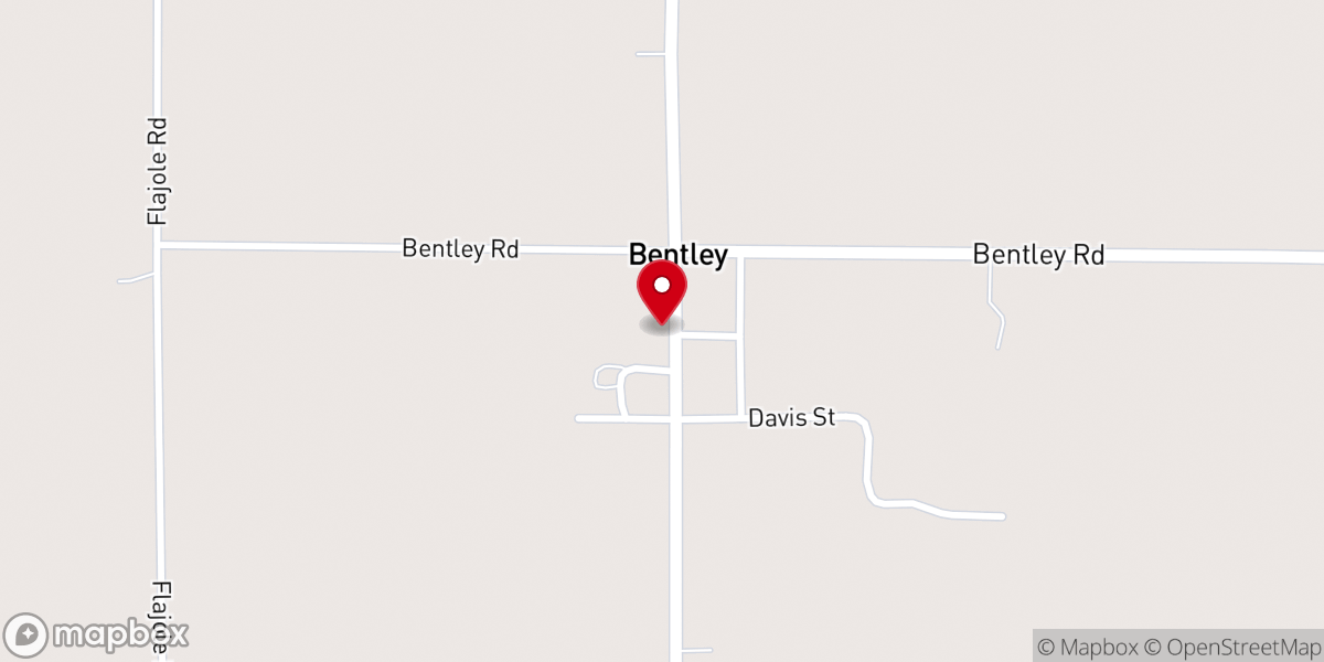 Map showing location of Bentley United Methodist Church