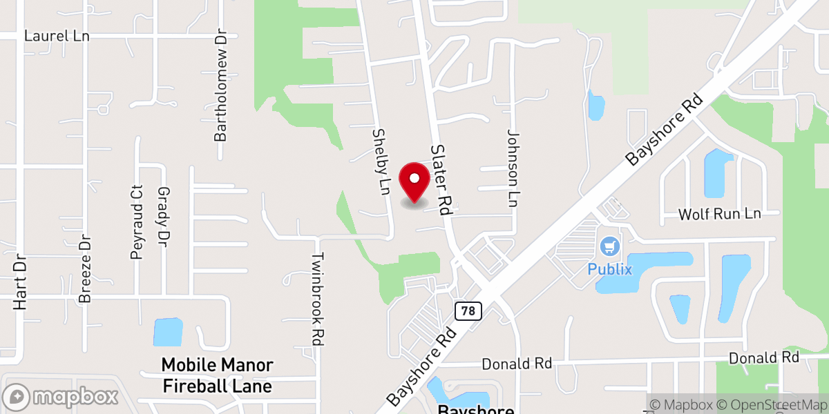 Map showing location of Slater Road Baptist Church