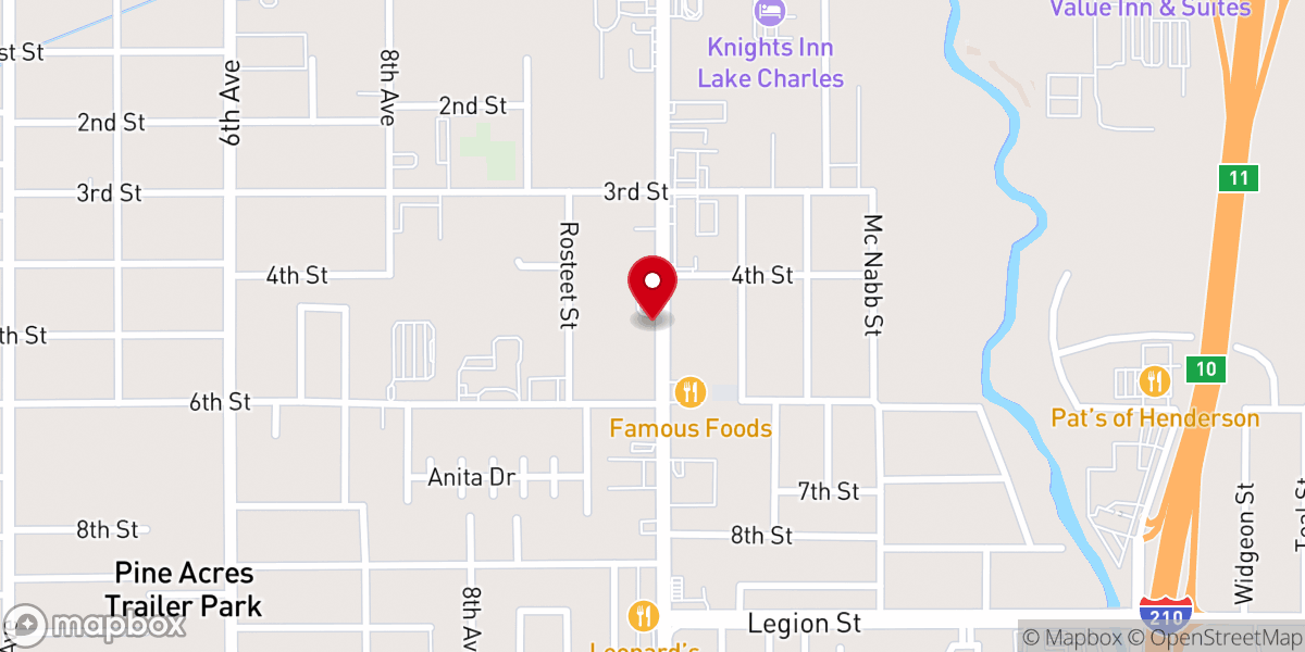 Map showing location of Mossville Truth Tabernacle