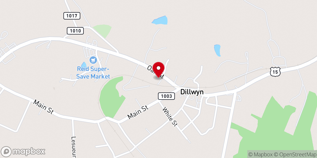 Map showing location of Dillwyn Church