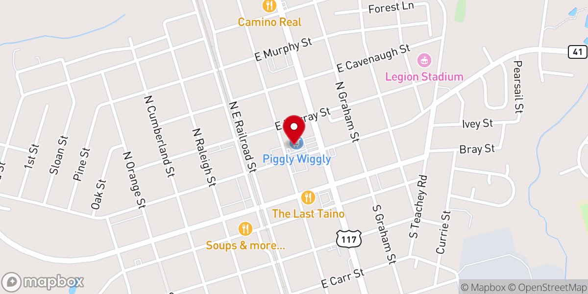 Map showing location of Piggly Wiggly