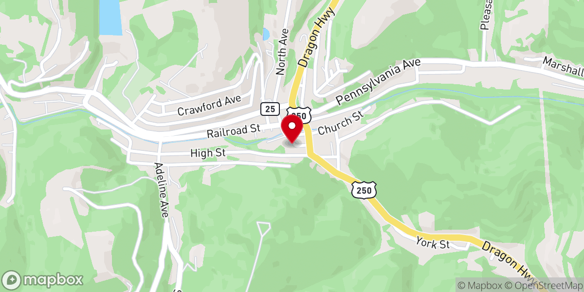 Map showing location of First Presbyterian Church