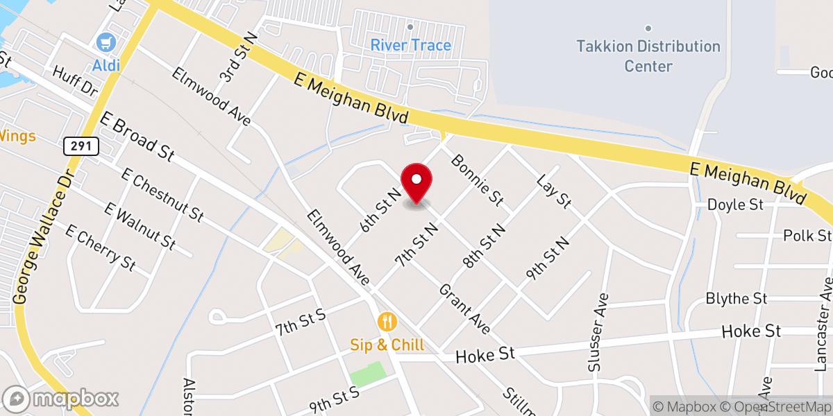 Map showing location of East Walnut Baptist Church