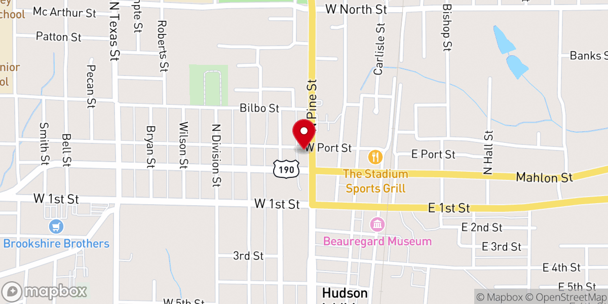Map showing location of FUMC DeRidder Historic Fellowship Hall